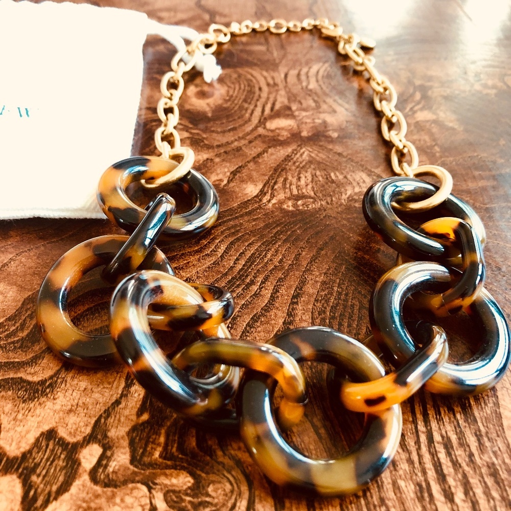 J. Crew Tortoise Link Necklace Adjustable NWOT